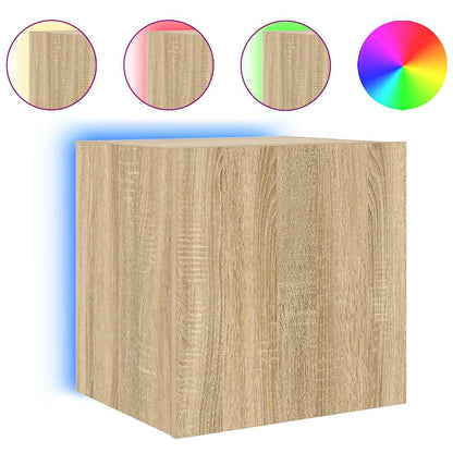 TV Wall Cabinets with LED Lights 2 pcs Sonoma Oak 40.5x35x40 cm