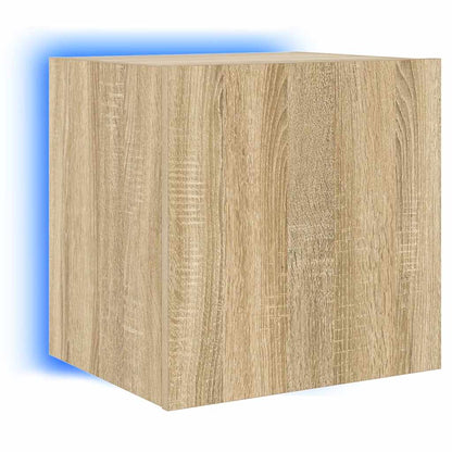 TV Wall Cabinets with LED Lights 2 pcs Sonoma Oak 40.5x35x40 cm