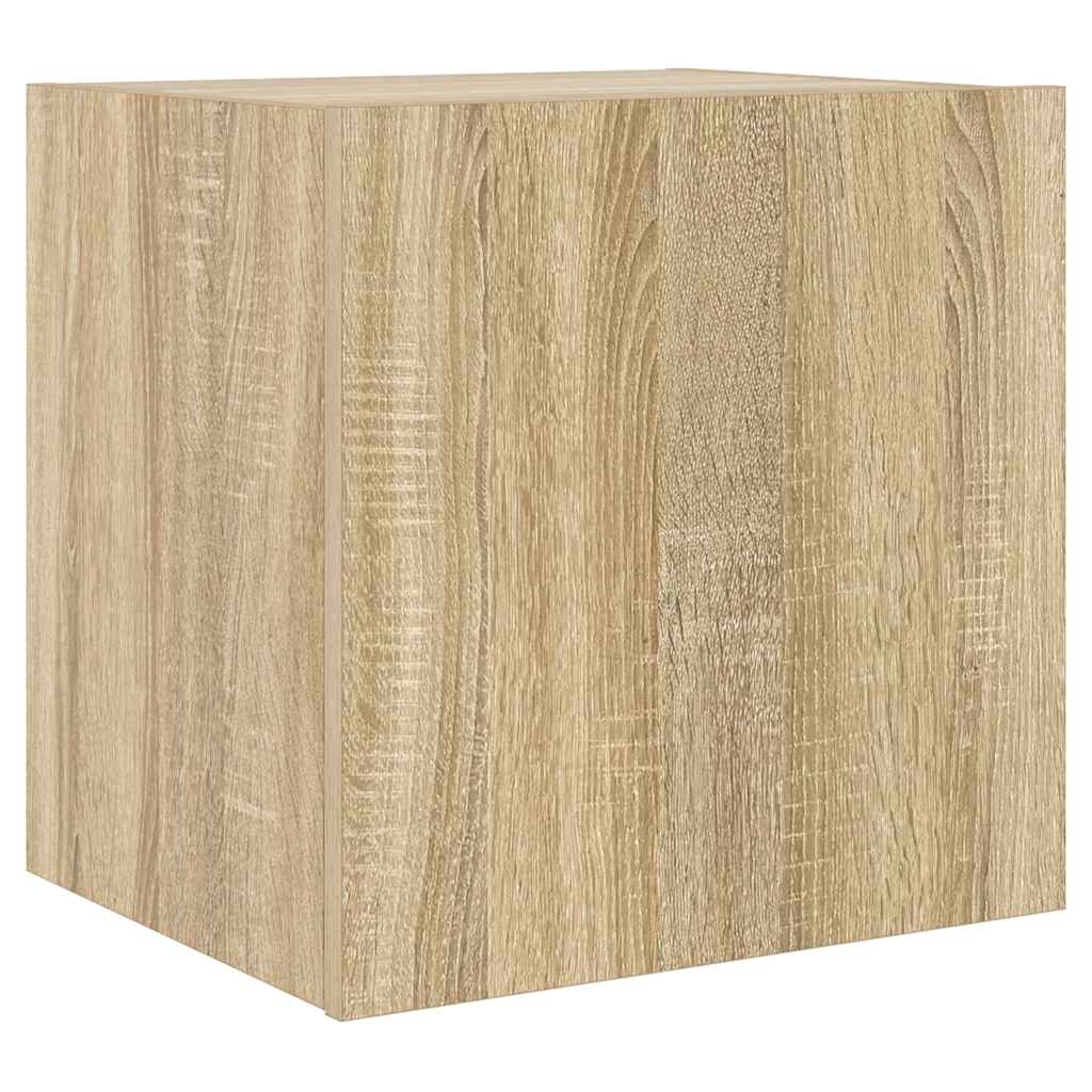 TV Wall Cabinets with LED Lights 2 pcs Sonoma Oak 40.5x35x40 cm