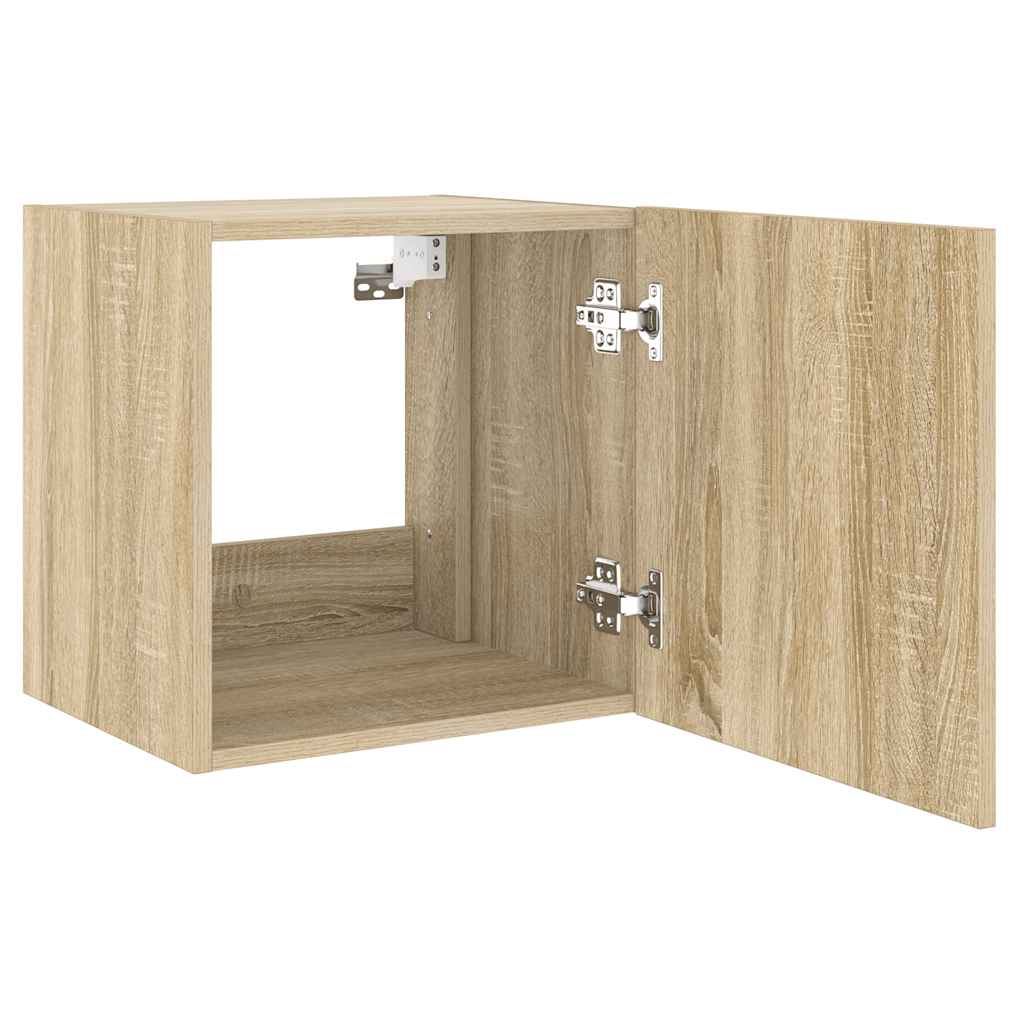 TV Wall Cabinets with LED Lights 2 pcs Sonoma Oak 40.5x35x40 cm