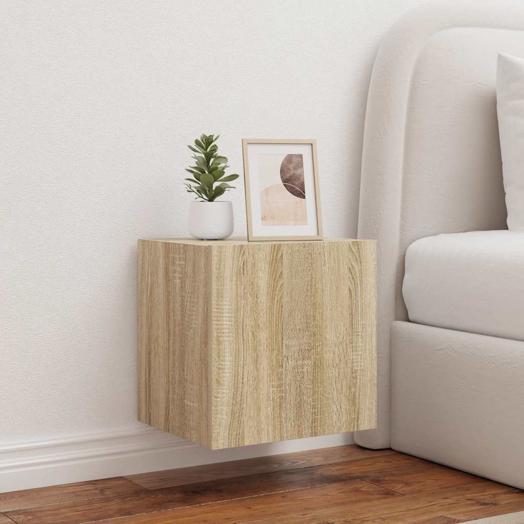 TV Wall Cabinets with LED Lights 2 pcs Sonoma Oak 40.5x35x40 cm