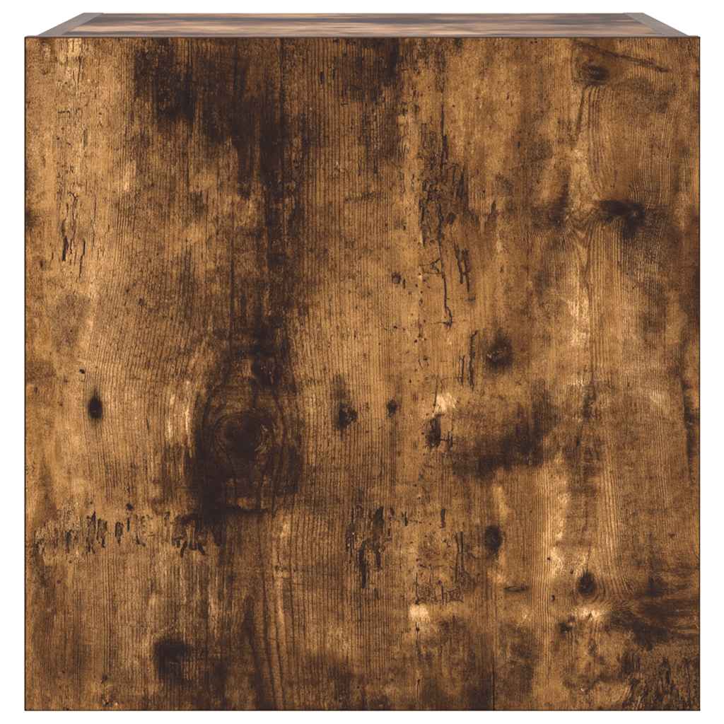 TV Wall Cabinet with LED Lights Smoked Oak 40.5x35x40 cm