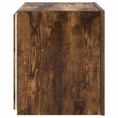 TV Wall Cabinet with LED Lights Smoked Oak 40.5x35x40 cm