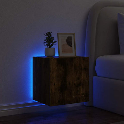 TV Wall Cabinets with LED Lights 2 pcs Smoked Oak 40.5x35x40 cm