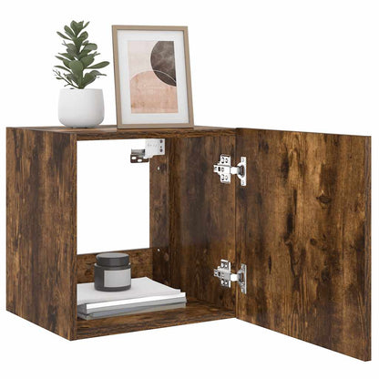 TV Wall Cabinets with LED Lights 2 pcs Smoked Oak 40.5x35x40 cm