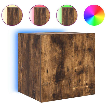 TV Wall Cabinets with LED Lights 2 pcs Smoked Oak 40.5x35x40 cm