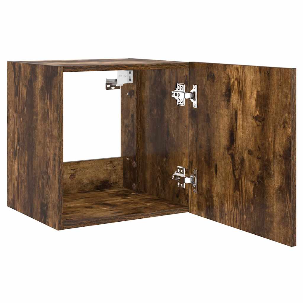 TV Wall Cabinets with LED Lights 2 pcs Smoked Oak 40.5x35x40 cm