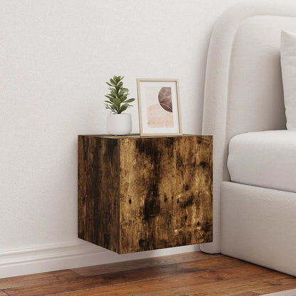 TV Wall Cabinets with LED Lights 2 pcs Smoked Oak 40.5x35x40 cm