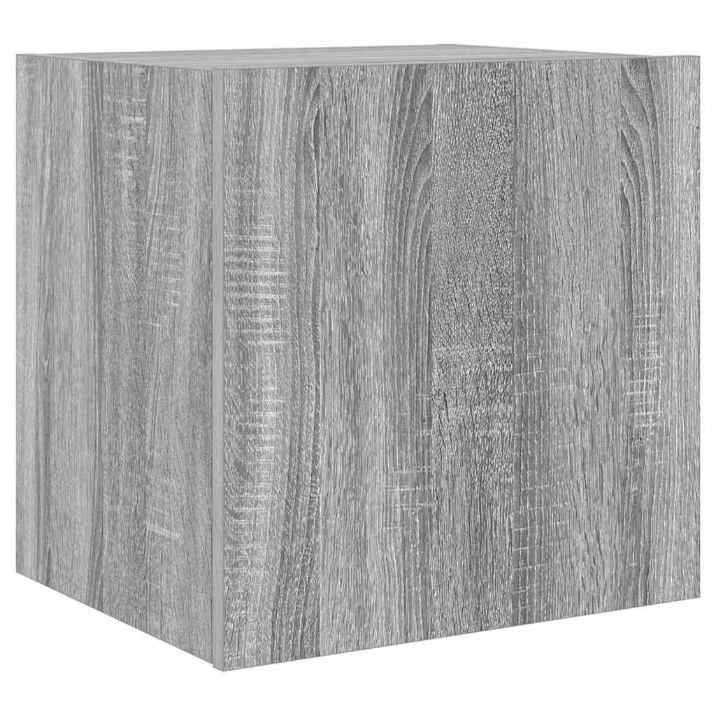 TV Wall Cabinet with LED Lights Grey Sonoma 40.5x35x40 cm
