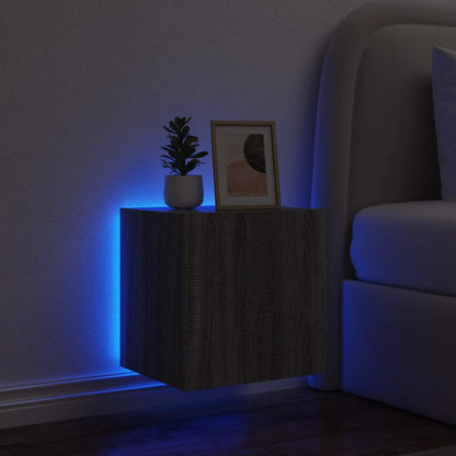 TV Wall Cabinet with LED Lights Grey Sonoma 40.5x35x40 cm