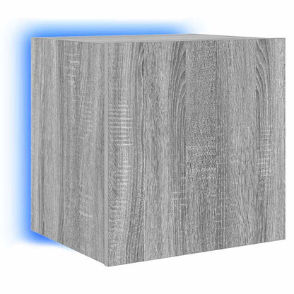 TV Wall Cabinet with LED Lights Grey Sonoma 40.5x35x40 cm