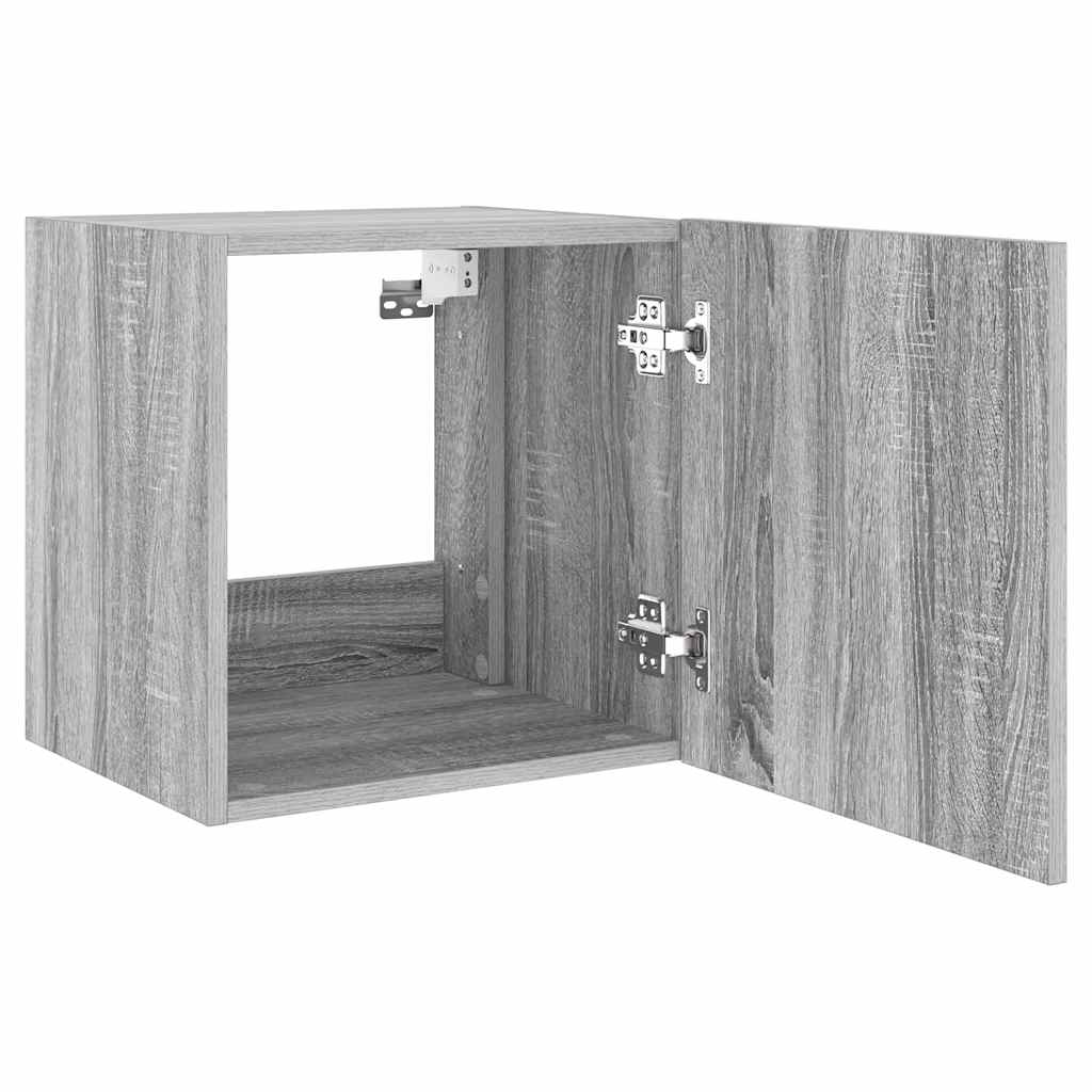 TV Wall Cabinet with LED Lights Grey Sonoma 40.5x35x40 cm