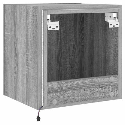 TV Wall Cabinet with LED Lights Grey Sonoma 40.5x35x40 cm