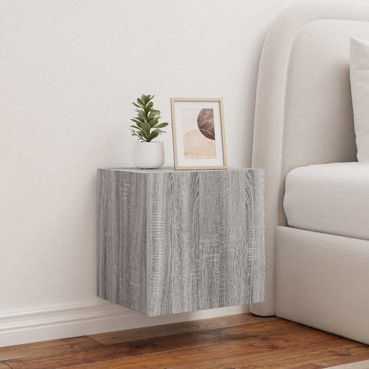 TV Wall Cabinet with LED Lights Grey Sonoma 40.5x35x40 cm