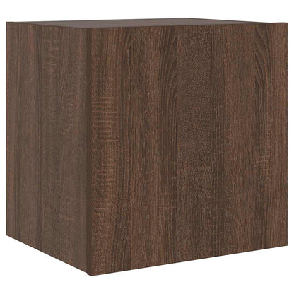 TV Wall Cabinet with LED Lights Brown Oak 40.5x35x40 cm