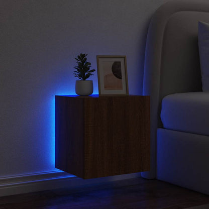TV Wall Cabinet with LED Lights Brown Oak 40.5x35x40 cm