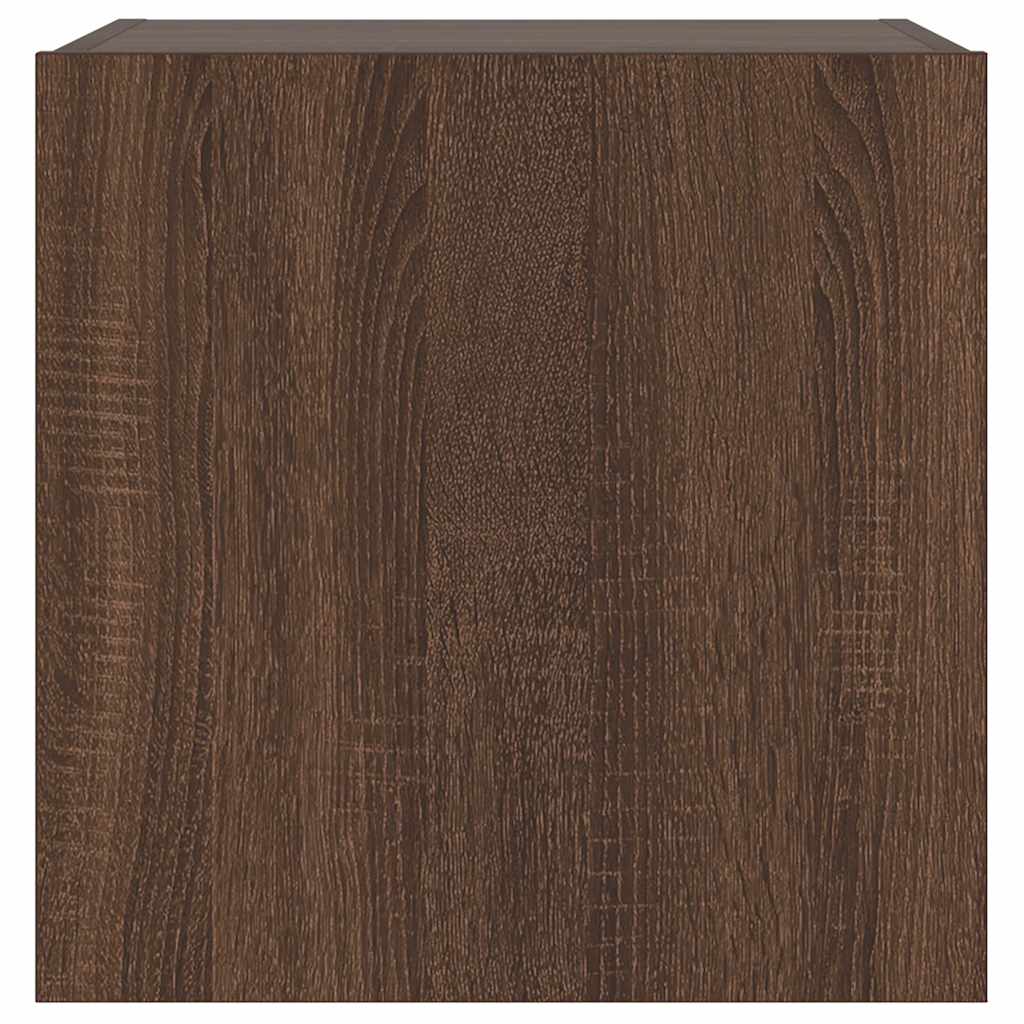TV Wall Cabinet with LED Lights Brown Oak 40.5x35x40 cm