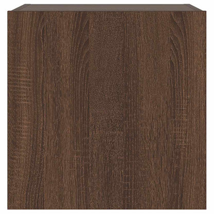 TV Wall Cabinet with LED Lights Brown Oak 40.5x35x40 cm