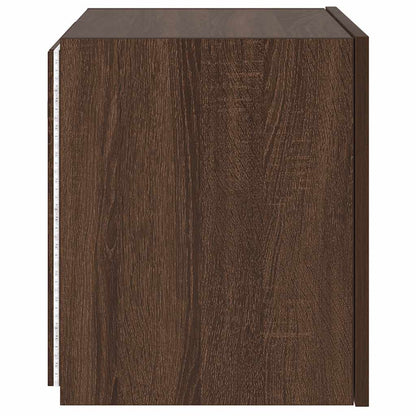 TV Wall Cabinet with LED Lights Brown Oak 40.5x35x40 cm