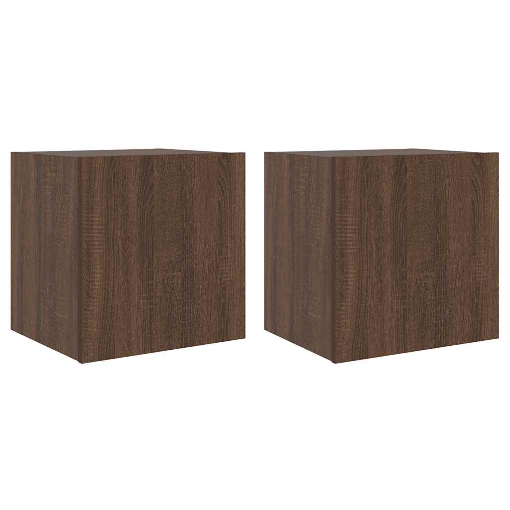 TV Wall Cabinets with LED Lights 2 pcs Brown Oak 40.5x35x40 cm