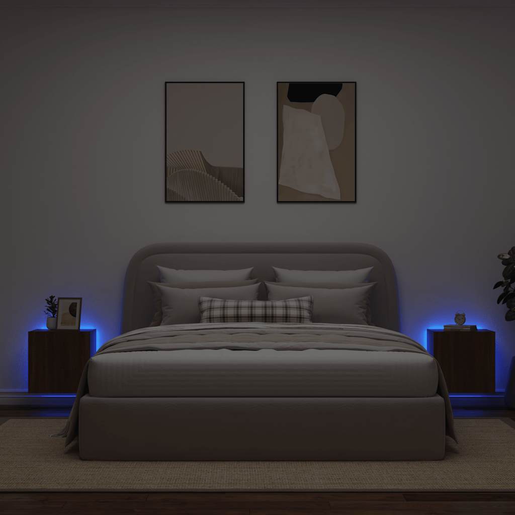 TV Wall Cabinets with LED Lights 2 pcs Brown Oak 40.5x35x40 cm