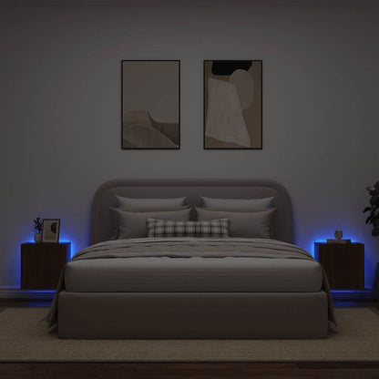TV Wall Cabinets with LED Lights 2 pcs Brown Oak 40.5x35x40 cm