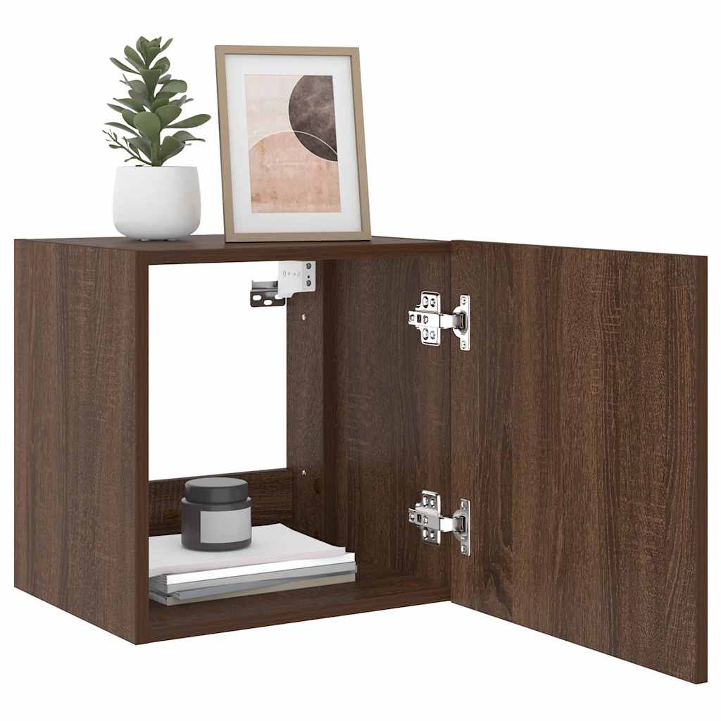 TV Wall Cabinets with LED Lights 2 pcs Brown Oak 40.5x35x40 cm
