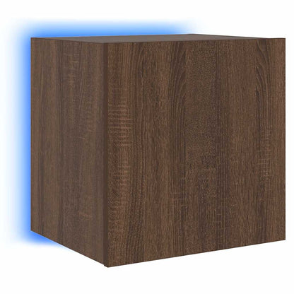 TV Wall Cabinets with LED Lights 2 pcs Brown Oak 40.5x35x40 cm