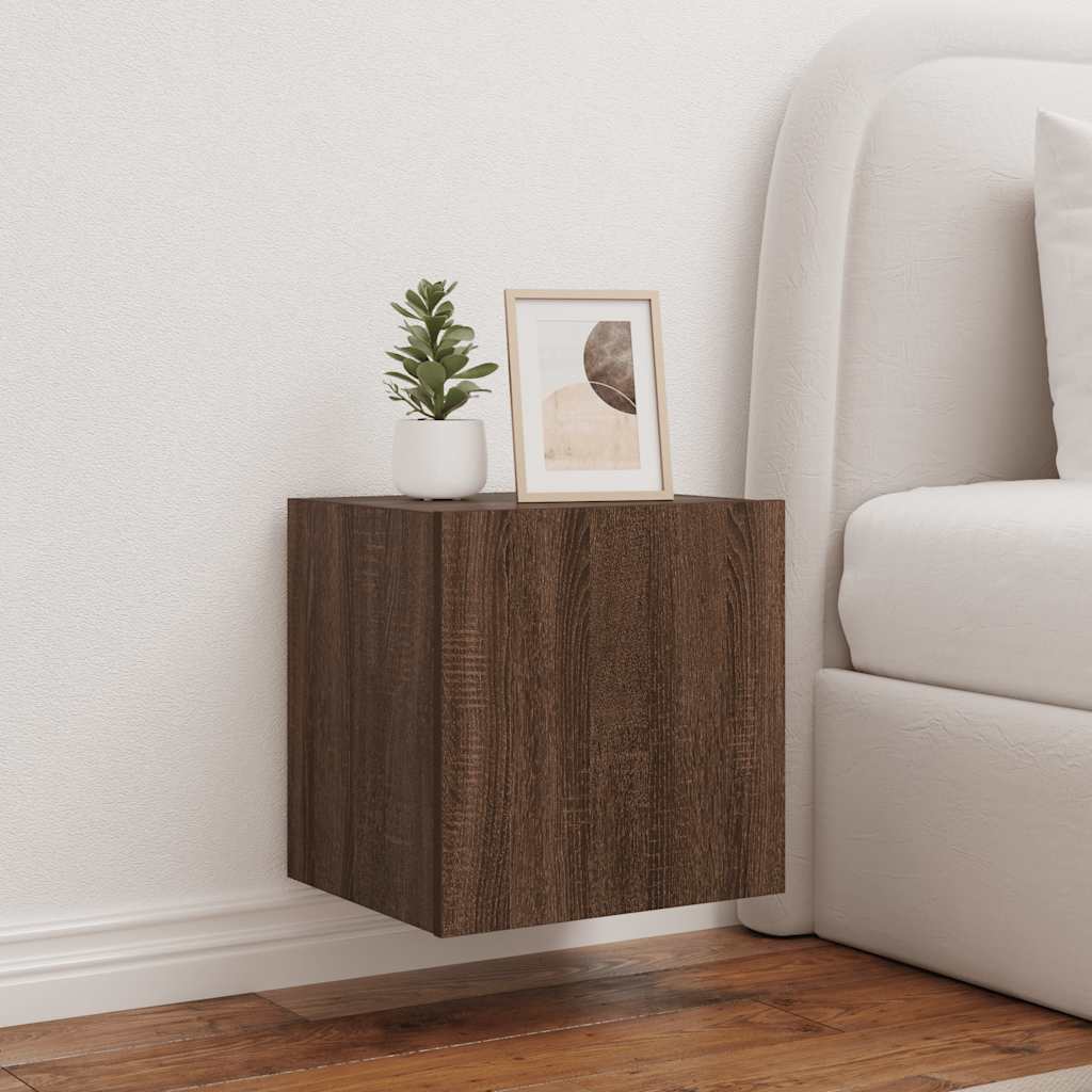 TV Wall Cabinets with LED Lights 2 pcs Brown Oak 40.5x35x40 cm