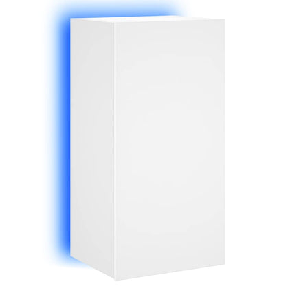 TV Wall Cabinet with LED Lights White 40.5x35x80 cm