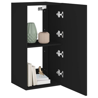 TV Wall Cabinet with LED Lights Black 40.5x35x80 cm