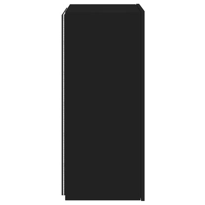 TV Wall Cabinet with LED Lights Black 40.5x35x80 cm