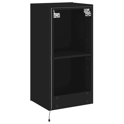 TV Wall Cabinet with LED Lights Black 40.5x35x80 cm