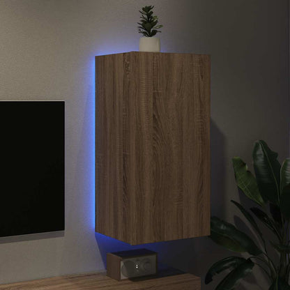 TV Wall Cabinet with LED Lights Sonoma Oak 40.5x35x80 cm