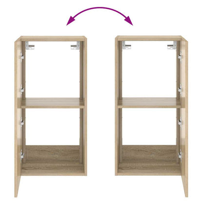 TV Wall Cabinet with LED Lights Sonoma Oak 40.5x35x80 cm