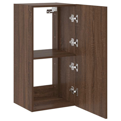 TV Wall Cabinet with LED Lights Brown Oak 40.5x35x80 cm