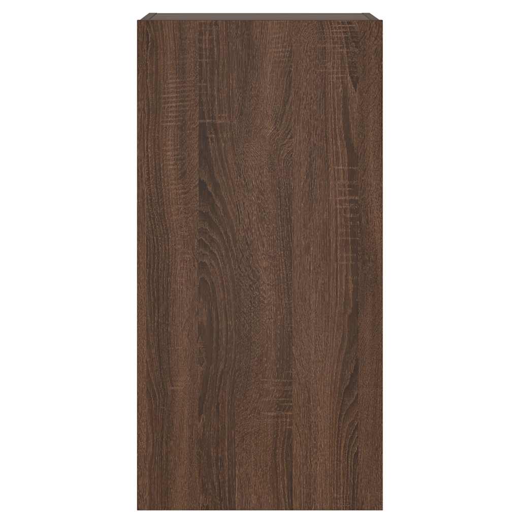 TV Wall Cabinet with LED Lights Brown Oak 40.5x35x80 cm
