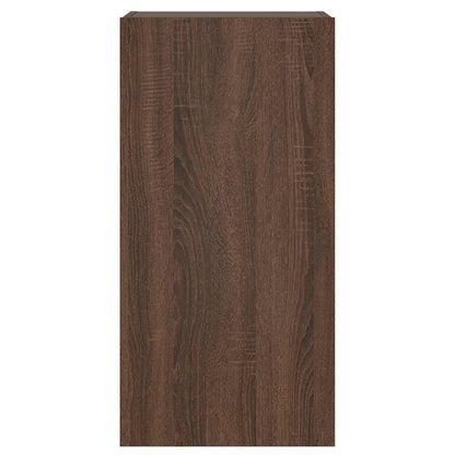 TV Wall Cabinet with LED Lights Brown Oak 40.5x35x80 cm