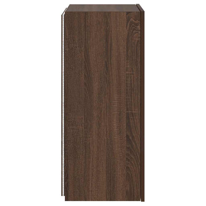 TV Wall Cabinet with LED Lights Brown Oak 40.5x35x80 cm