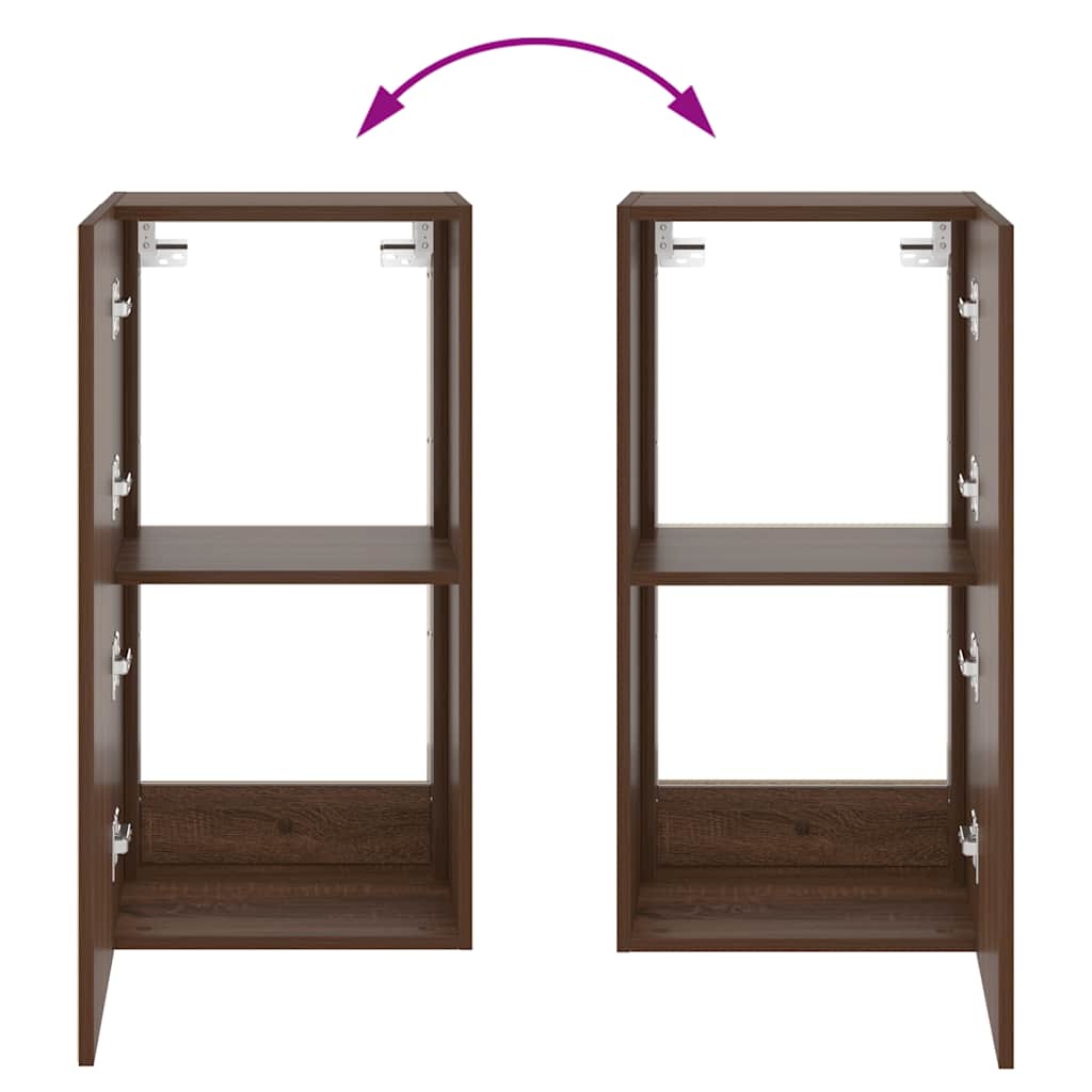TV Wall Cabinet with LED Lights Brown Oak 40.5x35x80 cm