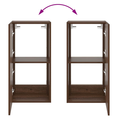 TV Wall Cabinet with LED Lights Brown Oak 40.5x35x80 cm