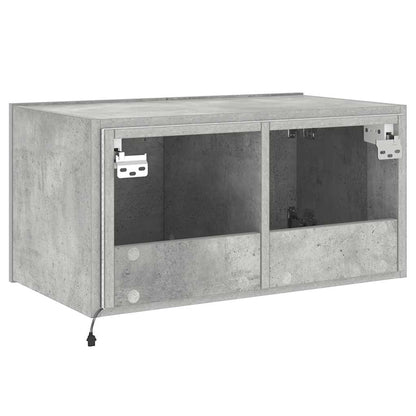 TV Wall Cabinet with LED Lights Concrete Grey 60x35x31 cm