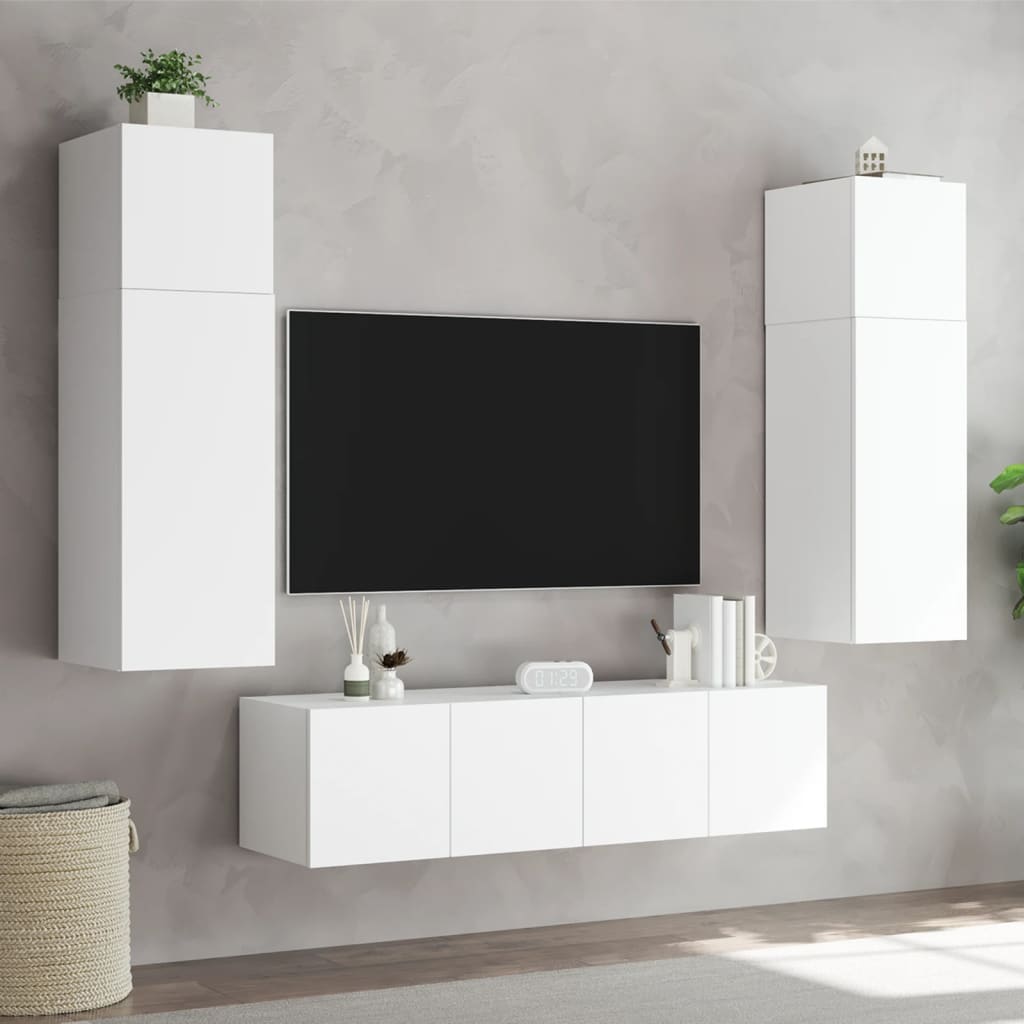 TV Wall Cabinets with LED Lights 2 pcs White 80x35x31 cm