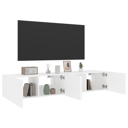 TV Wall Cabinets with LED Lights 2 pcs White 80x35x31 cm