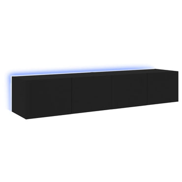 TV Wall Cabinets with LED Lights 2 pcs Black 80x35x31 cm