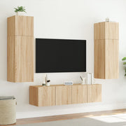 TV Wall Cabinet with LED Lights Sonoma Oak 80x35x31 cm
