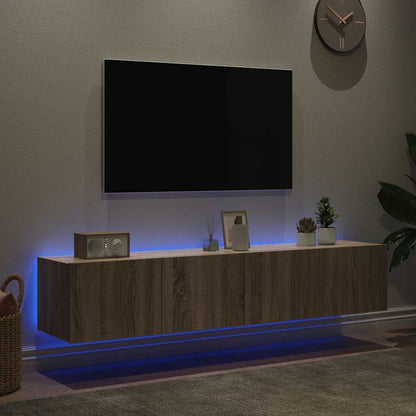 TV Wall Cabinets with LED Lights 2 pcs Sonoma Oak 80x35x31 cm
