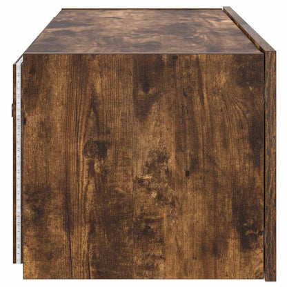 TV Wall Cabinet with LED Lights Smoked Oak 80x35x31 cm