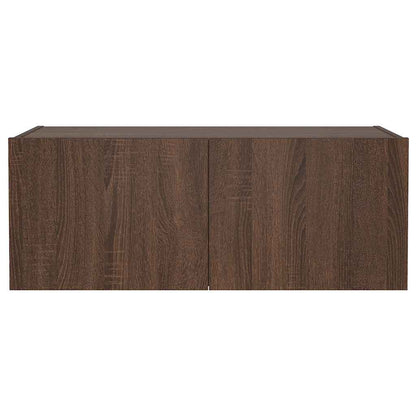 TV Wall Cabinet with LED Lights Brown Oak 80x35x31 cm