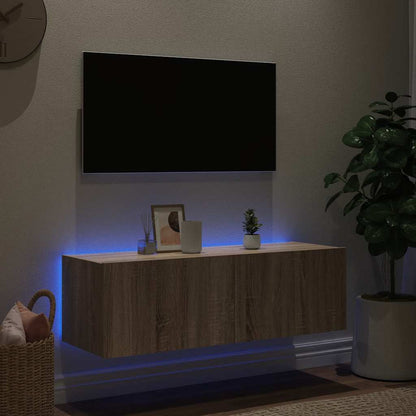 TV Wall Cabinet with LED Lights Sonoma Oak 100x35x31 cm